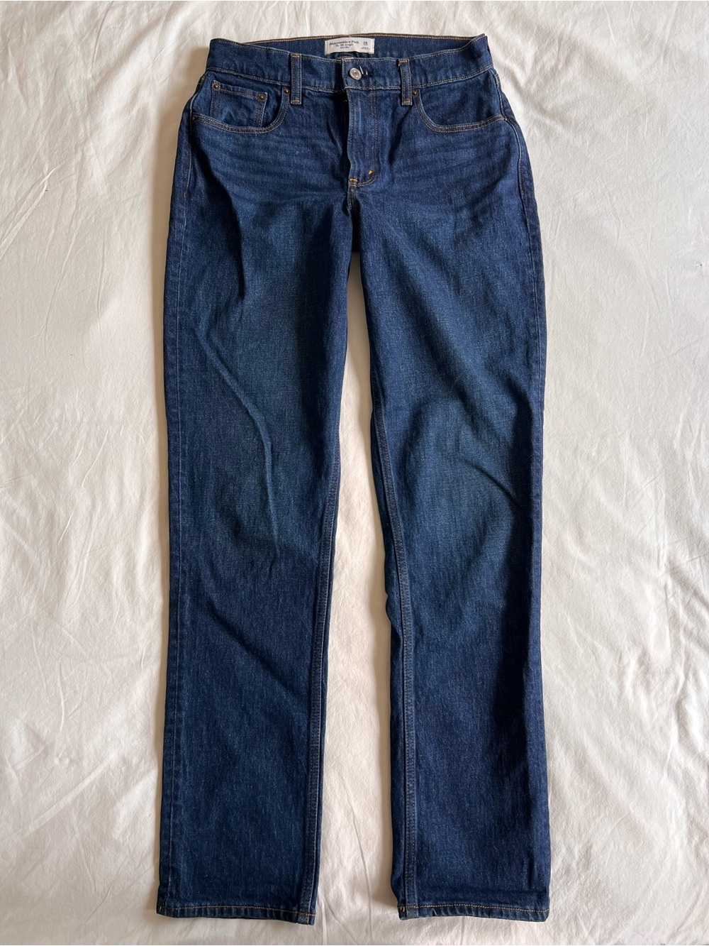 Abercrombie & Fitch Curve Love Dark Blue Straight-Leg Jeans